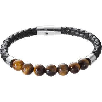 Náramek Náramek pánský koženka a korálky tygří oko 43038.3 hnědý Délka náramku: 20 cm