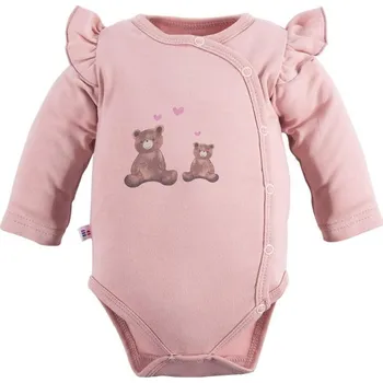 Eevi Body rozepínací s dlouhým rukávem Hearts&Bears růžové - 68
