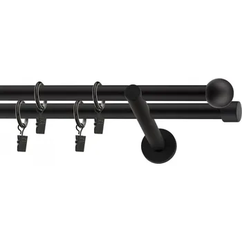 Ø 19 dvoutyč komplet-KOULE Barva: černá mat, Délka: 160 cm, typ kroužků: bez kroužků