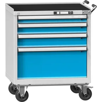 Dílenský stůl POLAK Mobilní kontejner ZDM 69-1 [světle šedá, světle modrá, E - výsuv 100%, nosnost zásuvky 80 kg]