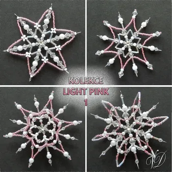 Vánoční ozdoba Vánoční hvězdy z korálků - Kolekce Light Pink 1 (465,466,469,471) (PEVNÉ A NEREZ) Christmas bead decorations (Vánoční hvězda z korálků - Korálková hvězdička a vločka - Hvězdy a hvězdičky z korálků - Christmas bead star)