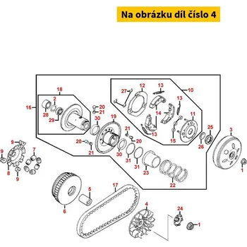 Motor pro motocykl Kymco Přední polořemenice 22102-KKC3-900 MA0028