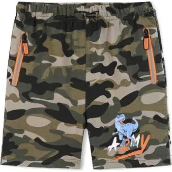 DĚTSKÉ MASKÁČOVÉ KRAŤASY S DINOSAUREM Barva: Maskáč s oranžovým zipem, Velikost: 122