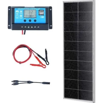 solární panel VEVOR Sada monokrystalického solárního panelu 100W, 12V monokrystalický solární panel + regulátor nabíjení, 23% vysoce účinný monokrystalický fotovoltaický modul, vodotěsný s krytím IP68 pro obytné vozy, lodě, kempování, offline systémy