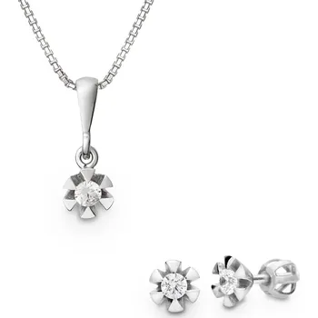 Souprava šperků Souprava náušnic a přívěšku z bílého zlata se zirkony 450.90+450.91