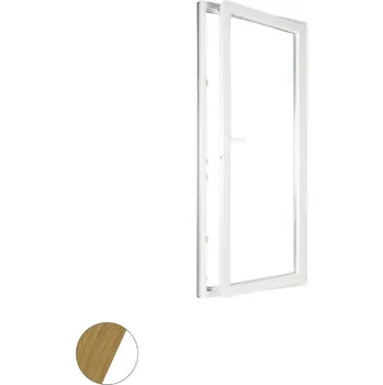 Okno ALUPLAST Plastové jednokřídlové balkonové dveře dekor/bílé 90x230 Pravé Barva: Přírodní dub/bílá, Otvírání: Pravé, Zasklení: Dvojsklo Ug= 1,1