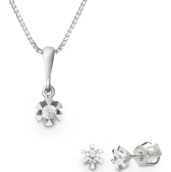 Souprava šperků Souprava náušnic a přívěšku z bílého zlata se zirkony 450.90+447.91