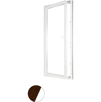 Okno ALUPLAST Plastové jednokřídlové balkonové dveře dekor/bílé 80x210 Levé Barva: Tmavý dub/bílá, Otvírání: Levé, Zasklení: Dvojsklo Ug= 1,1
