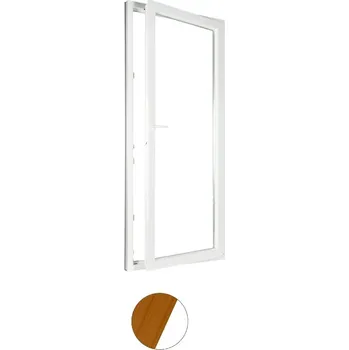 Okno ALUPLAST Plastové jednokřídlové balkonové dveře dekor/bílé 90x230 Pravé Barva: Oregon/bílá, Otvírání: Pravé, Zasklení: Trojsklo Ug= 0,7