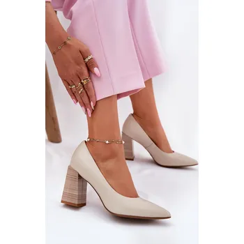 Dámské lodičky EVENTO Kožené lodičky na podpatku Gregosa Barva: Béžová, Velikost: 41