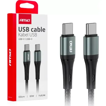 Datový kabel USB kabel USB-C / USB-C 60W 100cm opletený