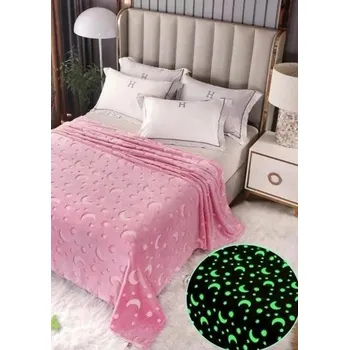 deka Deka mikroplyšová svítící ve tmě 150x200cm - měsíček růžová