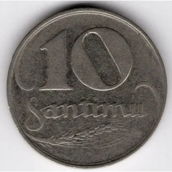 LOTYŠSKO. 10 santimi 1922.