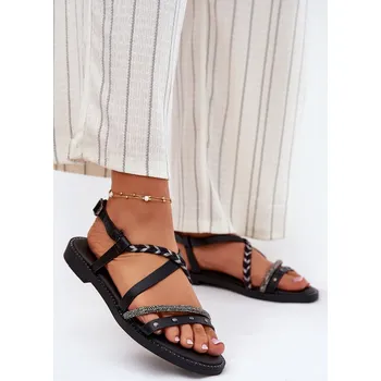 Dámské sandále Ploché Sandály S Ozdobnými Pásky Vinceza 17379 Barva: Černá, Velikost: 39