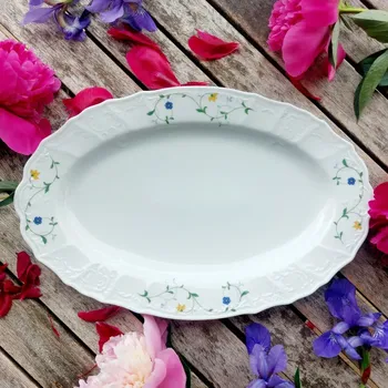 BERNADOTTE mísa oválná 36 cm, modrožluté kytičky, Thun 1794 (Porcelánový podnos 2. jakost)