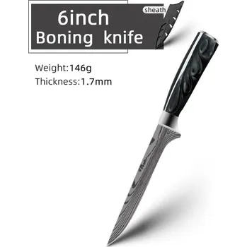 Japonský kuchyňský nůž z damascénské oceli | kuchyňské potřeby - 6 palců BO