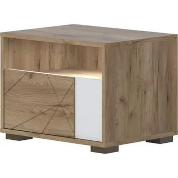 Noční stolek Noční stolek STELA - NS1/ST - dub tobacco/křišťálově bílá lesk