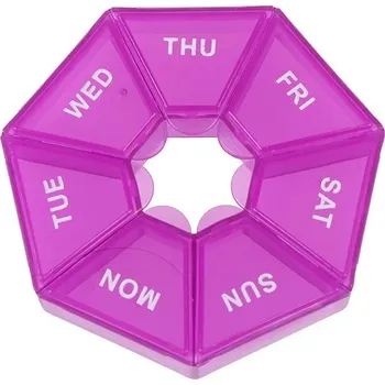 Týdenní dávkovač léků plastový přenosný | Krabička na léky, Organizér tablet - fialová