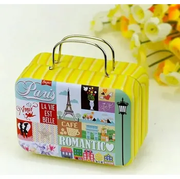 Dárková krabička Malá plechová krabička na dárky a mince s víkem | úložný box, dárková krabička - Fluorescenční žlutá