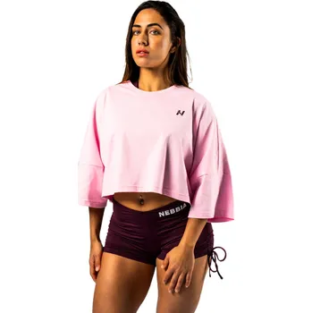 Dámské tričko Dámské tričko Nebbia STRONG BEAUTY Oversized Cropped Tee JUST FLOW 431 pink M/L