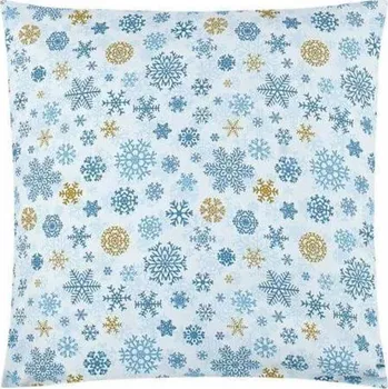 Dekorativní polštářek Kvalitex Vánoční povlak na polštářek VLOČKY modrobéžové Bavlna, 1x 40/40