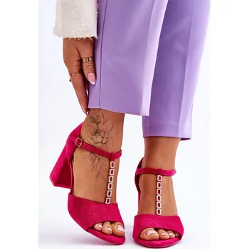 Dámské sandále Semišové sandály na vysokém podpatku s kubickými zirkony Aniya Barva: Růžová, Velikost: 38