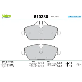 Brzdová destička Sada brzdových destiček, kotoučová brzda VALEO 610330