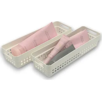 Úložný box CONFORTIME Sada 2 košíků na organizaci, organizéry do zásuvky KOLE 24 x 7,5 cm - bílé