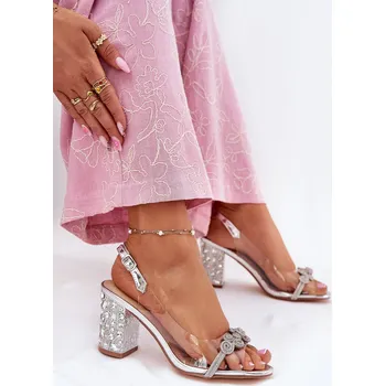 Dámské sandále Průhledné Sandály Na Podpatku D&A MR51-705 Barva: Stříbrná, Velikost: 38