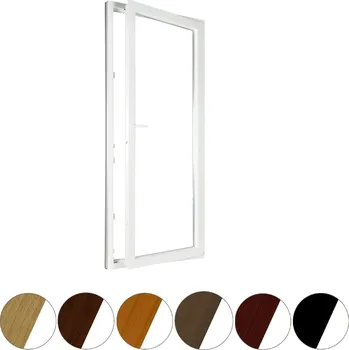 Okno ALUPLAST Plastové jednokřídlové balkonové dveře dekor/bílé 80x220 Pravé Zasklení: Dvojsklo Ug= 1,1