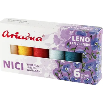 Nit Sada lněných nití LEN SKY Leno 40/70m, mix barev, návin 70m, 6 kusů v balení