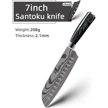 Japonský kuchyňský nůž z damascénské oceli | kuchyňské potřeby - 7 palců SA