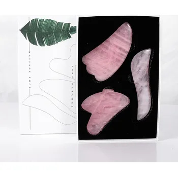 Masáž Gua sha masážní kámen růženín | Masáž obličeje - gua sha sada a krabice