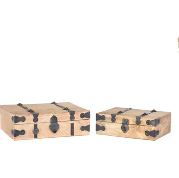 EH Excellent Houseware Dekorativní krabičky KUFŘÍK, mangové dřevo, 2 ks