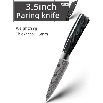 Japonský kuchyňský nůž z damascénské oceli | kuchyňské potřeby - 4palcový PA