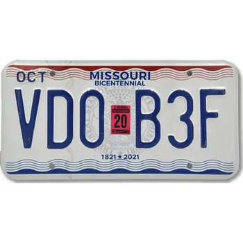 Plechová cedule Americká SPZ Missouri Bicentennial 2021