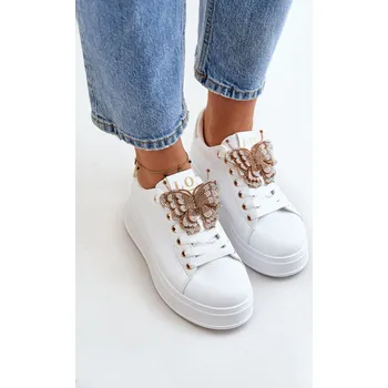 Dámské tenisky Dámské Tenisky Na Platformě S Motýlem - Naritevia Barva: Bílá, Velikost: 41