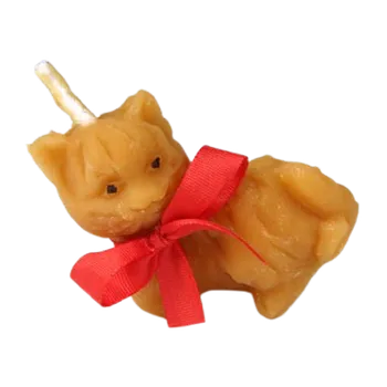 Svíčka Pleva Svíčka ze včelího vosku - kočka, výška 6,2 cm