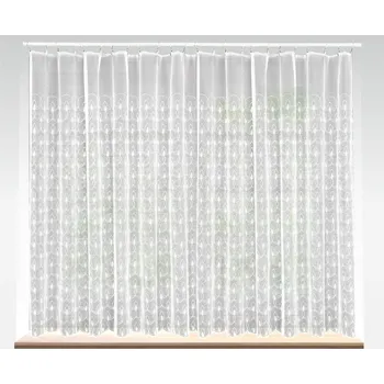 Záclona Záclona nebo balkonový komplet markizeta, Kruh a květ lesk, metráž, bílá