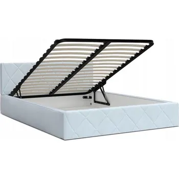 Postel Čalouněná postel CARO 90x200 s kovovým zdvižným roštem SVĚTLE MODRÁ