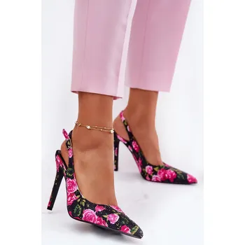 Dámské sandále Ozdobené Sandály Na Podpatku S Růžemi Vevessa Barva: Černá, Velikost: 36