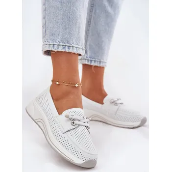 Dámské polobotky Kožené Polobotky Z Přírodní Kůže Na Platformě Artiker 56C2102 Barva: Bílá, Velikost: 38