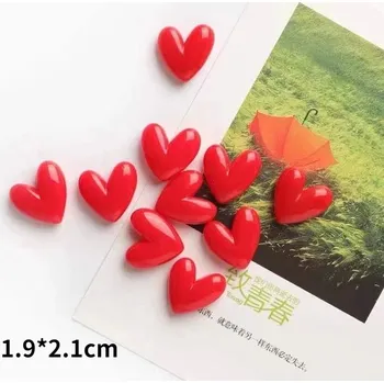 Dekorativní magnet Srdcové magnety na lednici | dekorace magnety - 10ks červená A