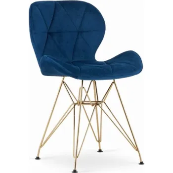 Jídelní židle TRENDIE Sametová židle Paris modrá se zlatými nohami