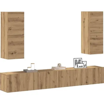 Obývací stěna vidaXL 4dílný set TV skříněk dřevotříska [3078816] Barva: dub artisan