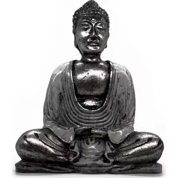 AWM, Ltd, S3 8AL Antický Buddha - Šedo stříbrný 15 cm