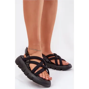 Dámské sandále Dámské Sandály Na Platformě S Pásky Leopardí Filamira Barva: Černá, Velikost: 38