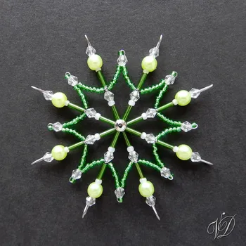 Vánoční ozdoba Vánoční korálková hvězda 0421 - Kolekce Green (PEVNÁ A NEREZ) Christmas bead ornament (Vánoční hvězda z korálků - Korálková hvězdička a vločka - Hvězdy a hvězdičky z korálků - Christmas bead star)