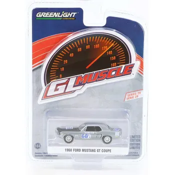 autíčko Ford Mustang GT #68 Charlie Henry 1968 stříbrná 1:64 Ford Mustang GT - kovový model 1/64