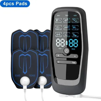 Masážní přístroj Elektrostimulátor svalů s usb stimulací a masáží těla | tělový masér, fyzioterapie přístroj 12 ks - Se 4 ks podložky